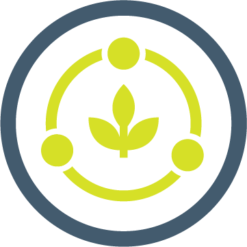 Icon: A plant circumscribed by a circle with 3 dots
